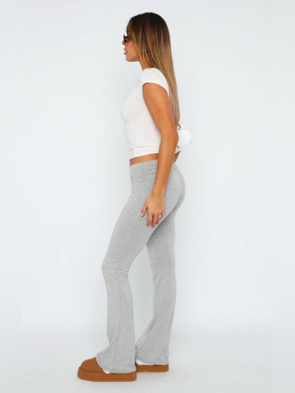 White Fox Boutique Don’t You Worry Pants Grey Marle — Large - Picture 6 of 9